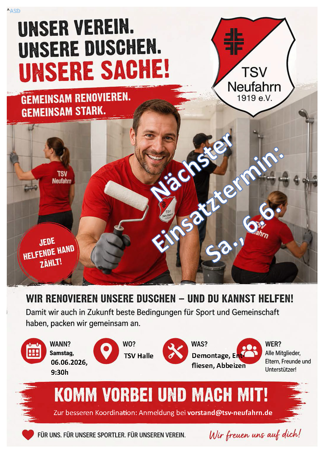 Zweiter Sanierungstag der Duschen im EG