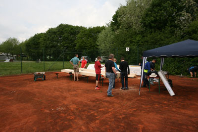 Bau der Beachplatzumrandung 