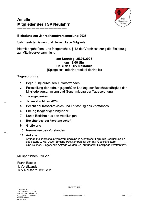 Einladung JHV 2025